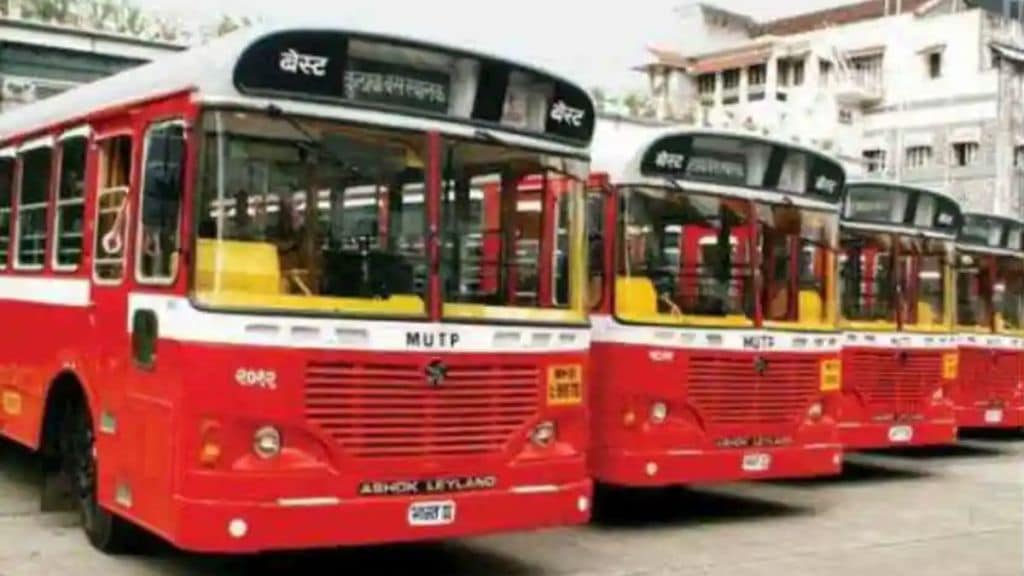 BEST employees and passengers protest