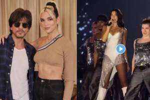 Albanian singer dua lipa surprises shahrukha khan fans at Mumbai live concert