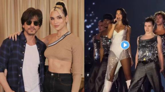 Albanian singer dua lipa surprises shahrukha khan fans at Mumbai live concert