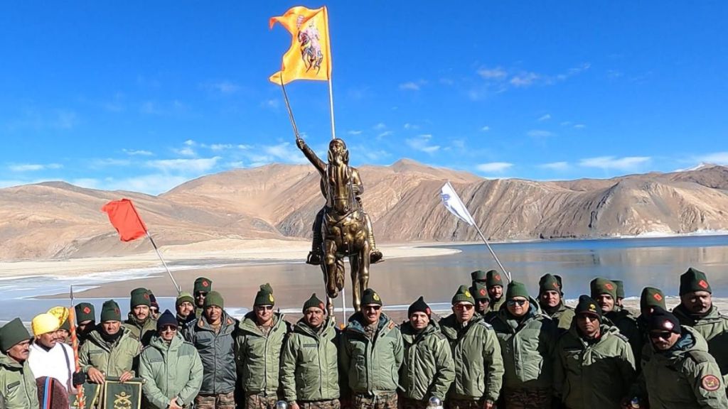 SHRI CHHATRAPATI SHIVAJI MAHARAJ STATUE AT PANGONG TSO, LADAKH