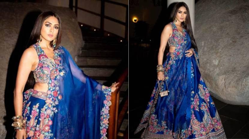 Mrunal Thakur stuns in designer blue lehenga