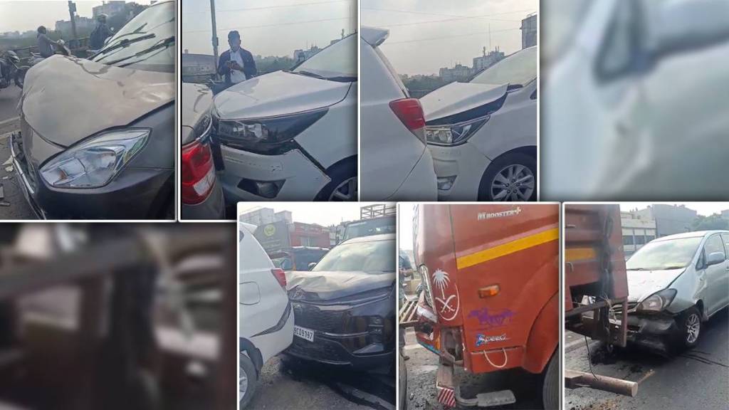 accident on Gowari flyover in Sitabardi involved 12 15 vehicle collisions