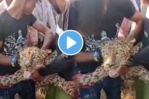 People caught the leopard in bihar shocking video goes viral on social media