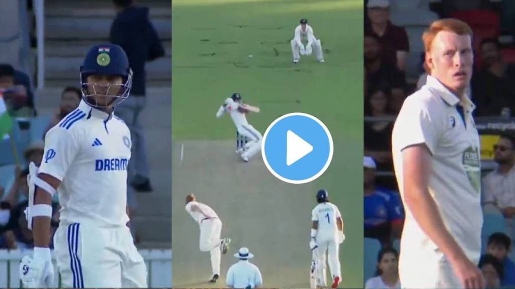 Yashasvi Jaiswal got hit on the helmet while batting against Jack Nisbet video viral