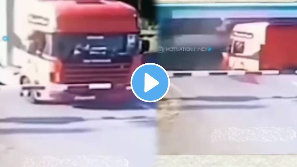 Railway crossing accident when truck crushed in train track and the what happened video viral on social media