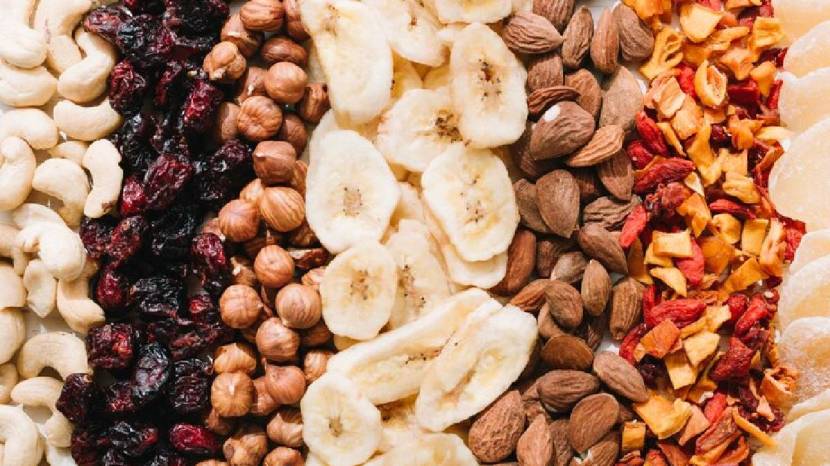 Eating dried fruits in water 