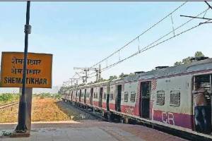 Railway department changed name board of Ranjanpada station and now name board of Shemtikhar installed at this station