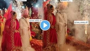 Shocking video Groom sehra catches fire during photoshoot wedding video goes viral