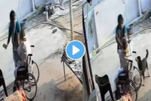 Shocking video Woman beat elderly wheelchair bound father in law hit with slippers viral video from telangana