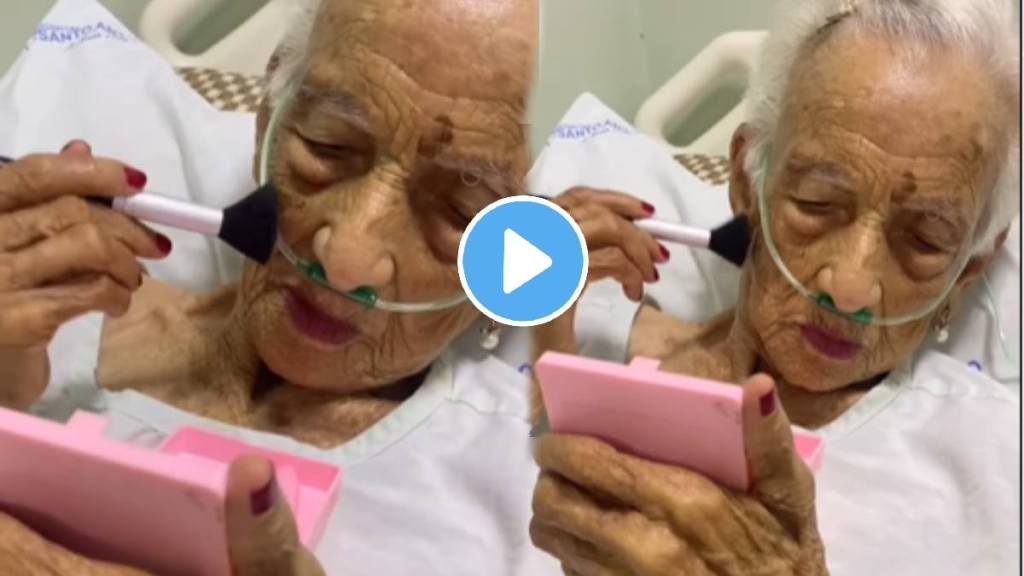 Grandma is doing her makeup in the hospital in video You can see the value of life