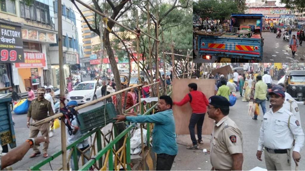 Municipal Corporations encroachment removal department conducted campaign on Main Road, Shalimar market area