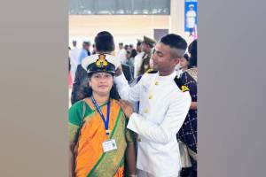 Karthik Raju Bazar selected as sub lieutenant in Indian navy saluted his mother after receiving his navy cap