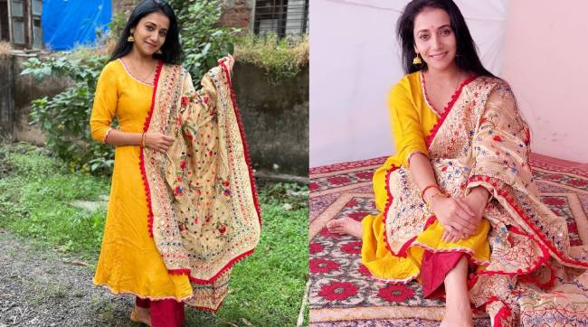 Marathi Actress Jui Gadkari Shares outfit styled by her mother shares pictures on social media