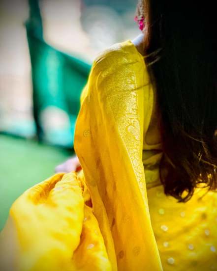 Pooja Sawant Yellow Saree Look