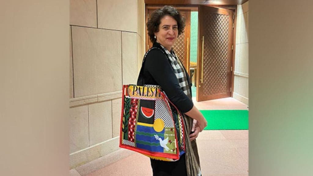 Image of Priyanka Gandhi with Palestine bag.