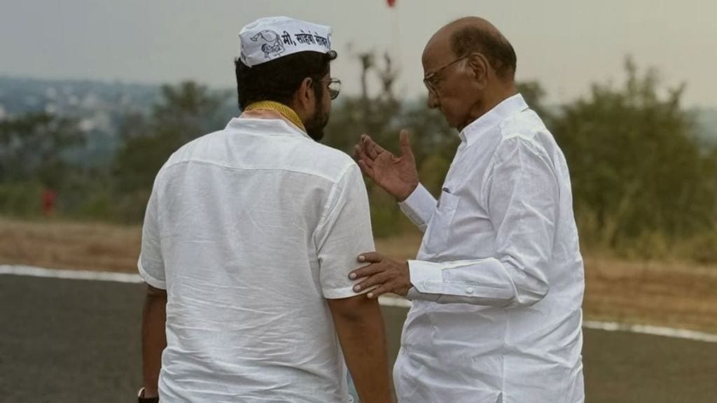 Rohit Patil with Sharad Pawar in a viral photo.