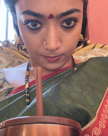 pushpa 2 the rule actresss rashmika mandanna shared bts photos from the film set