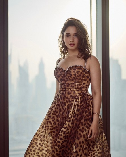 tamannaah bhatia latest animal print dress look