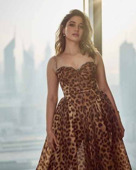 tamannaah bhatia latest animal print dress look