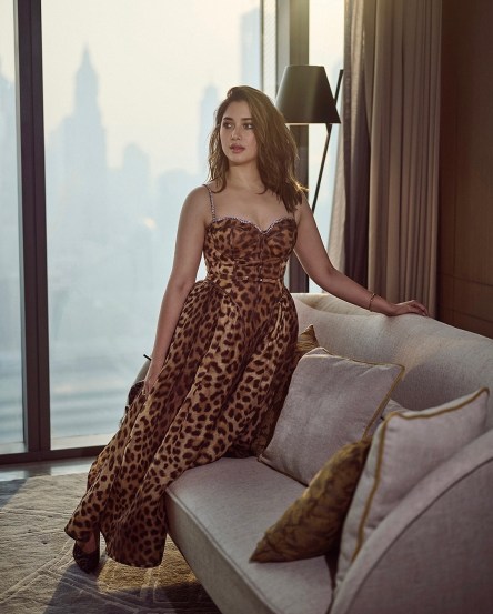 tamannaah bhatia latest animal print dress look