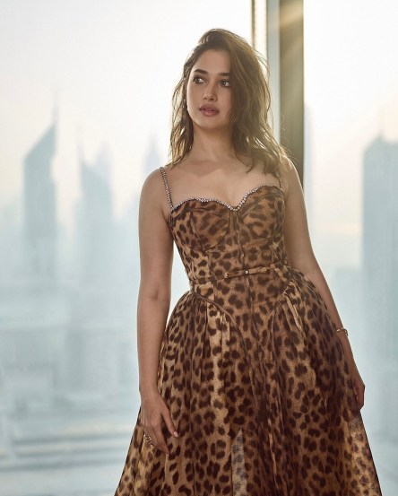 tamannaah bhatia latest animal print dress look