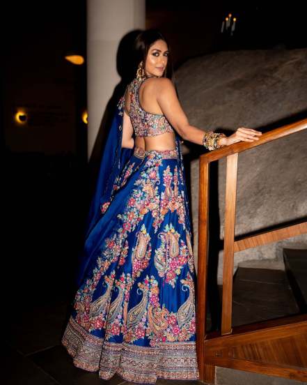 Mrunal Thakur stuns in designer blue lehenga