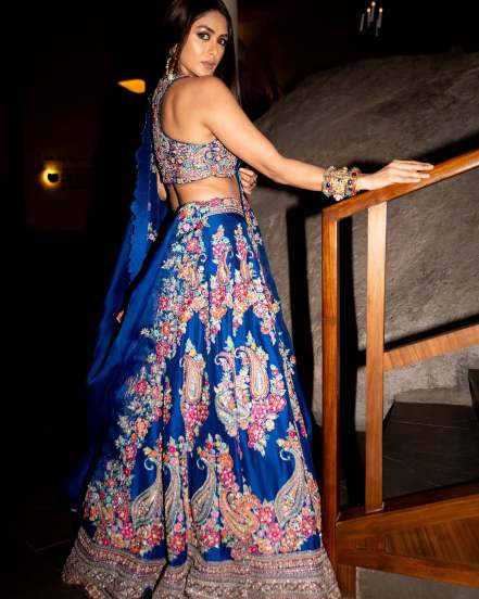 Mrunal Thakur stuns in designer blue lehenga