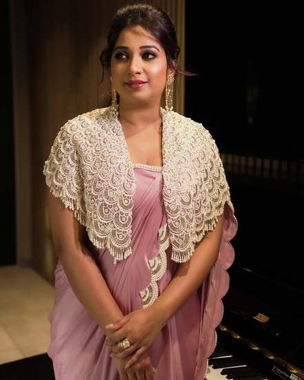 Shreya Ghoshal Pink Designer Saree