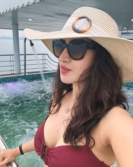 Smita Gondkar Vietnam Brown Bikini Look