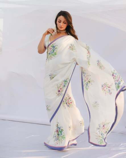 Bollywood superstar Alia Bhatt shares outstanding pictures in white saree on social media