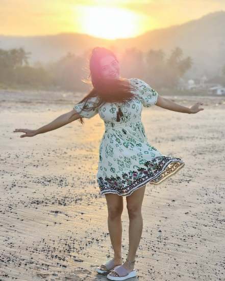 Shiva Fame Srushti Bhalekar Shares cute photos on social media in white frock in the background of nature