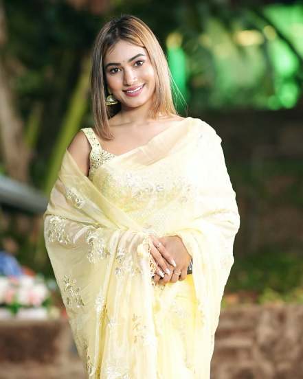 'Paaru' Fame Purva Shinde shares pictures in yellow saree for a wedding on social media