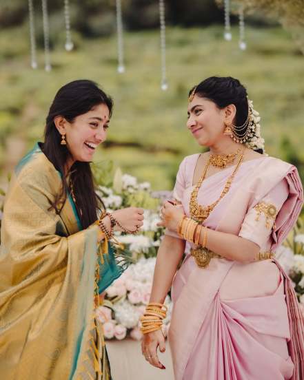 Sai Pallavi Senthamarai shares pictures of her outfits on the wedding of her sister Pooja Kannan on her sister third month wedding anniversary