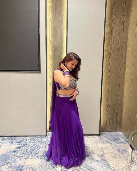 Manasi Naik Shares Hot pictures on social media in purple Lehenga