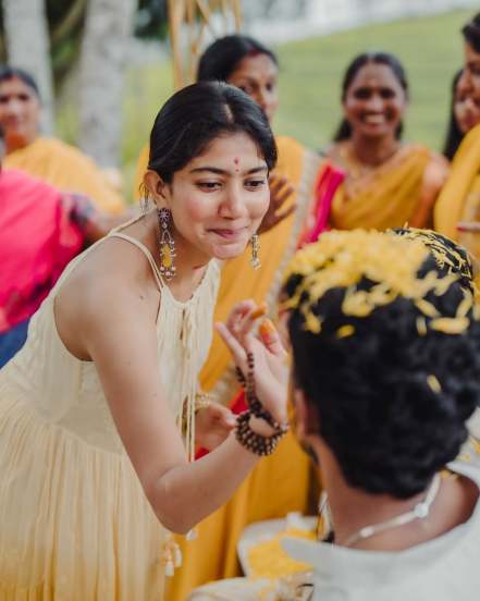 Sai Pallavi Senthamarai shares pictures of her outfits on the wedding of her sister Pooja Kannan on her sister third month wedding anniversary