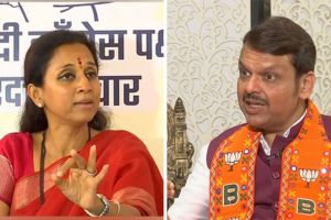 Image Of Supriya Sule Ans Devendra Fadnavis.