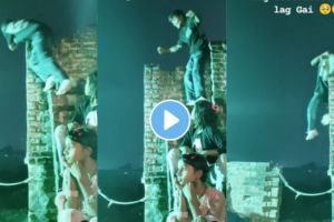 a young guy fell on terrace while dancing