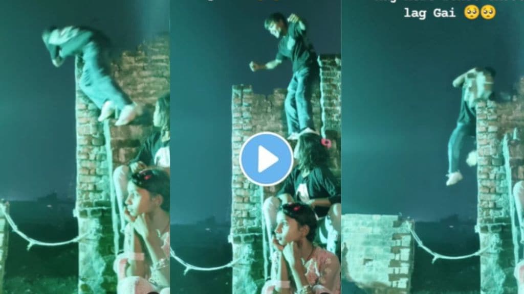 a young guy fell on terrace while dancing