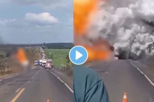 Gas tanker blast on a Road