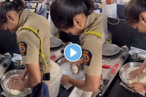 a woman police made bhakri she keeps duty and responsibility at the same time