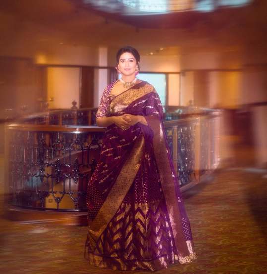 Vaidehi Parashurami Purple Lehenga Saree