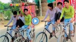 VIRAL VIDEO: जुगाड तर बघा! बॅनर लावून तयार केली सायकल, तीन मित्र बसले ऐटीत अन् निघाली स्वारी