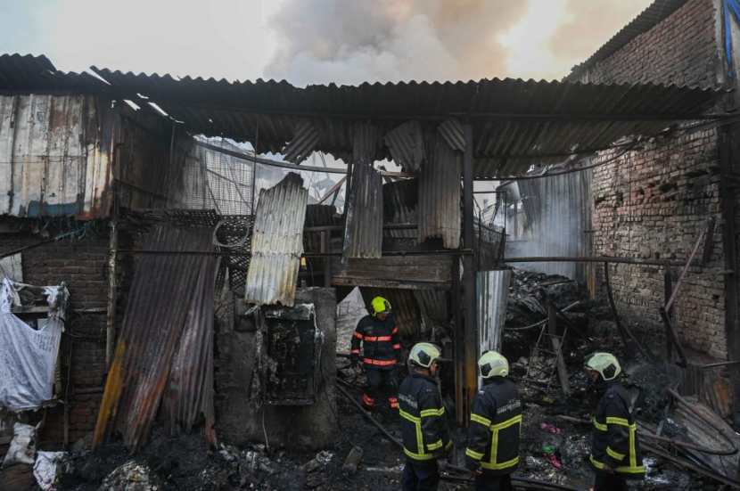 massive fire in mumbais sakinaka two scrap material godowns