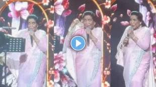 asha bhosle sings trending gulabi sadi song