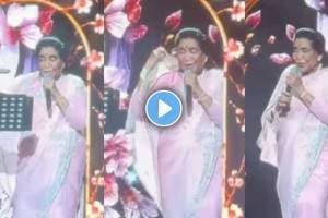 asha bhosle sings trending gulabi sadi song