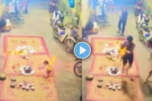 Shocking video of a baby girl caught fire viral video on social media