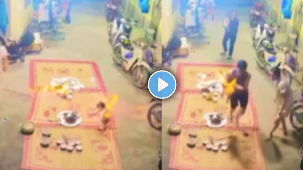 Shocking video of a baby girl caught fire viral video on social media