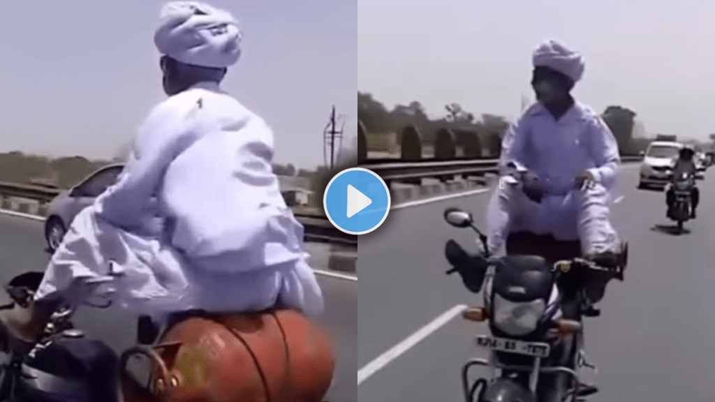 Elder man bike stunt with cylinder went viral on social media viral video