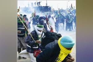 Haryana security personnel stopped the farmers march at the Shambhu border of Punjab-Haryana