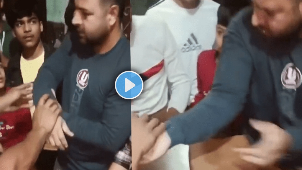 Shocking video of man broke his hand while arm wrestling viral video on social media